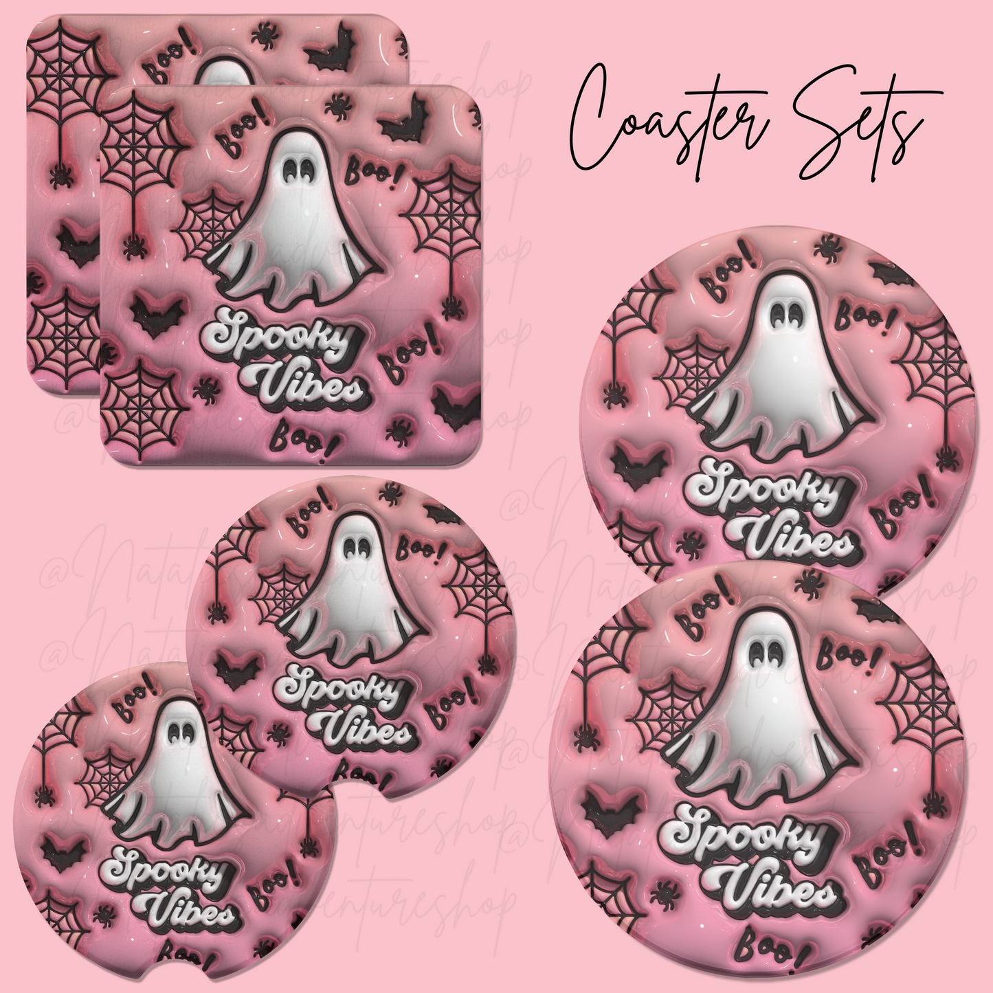 *Pre-Order* Pink Spooky season Coaster Sets