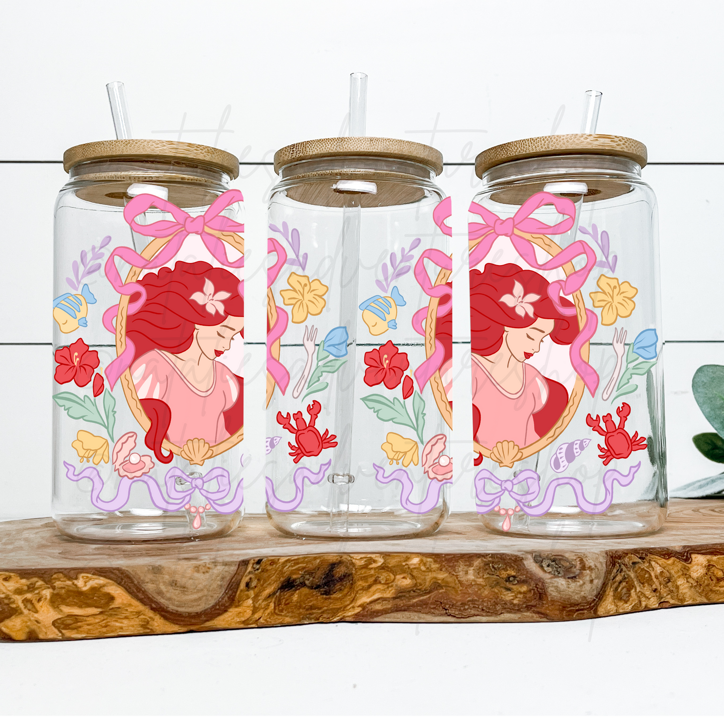 *Pre-Order* Mermaid Princess Frame 16oz Glass Can
