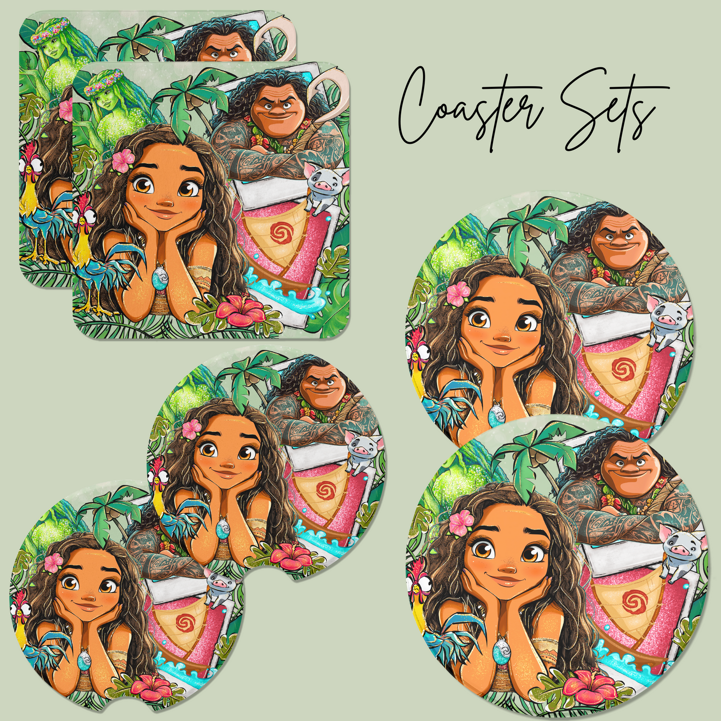 *Pre-Order*How Far I'll Go Princess Coaster Sets