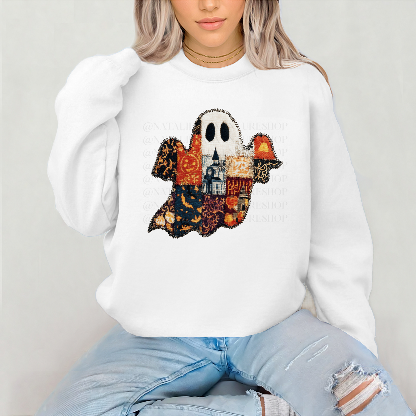 *Pre-Order* Ghost Faux Patch Crewneck