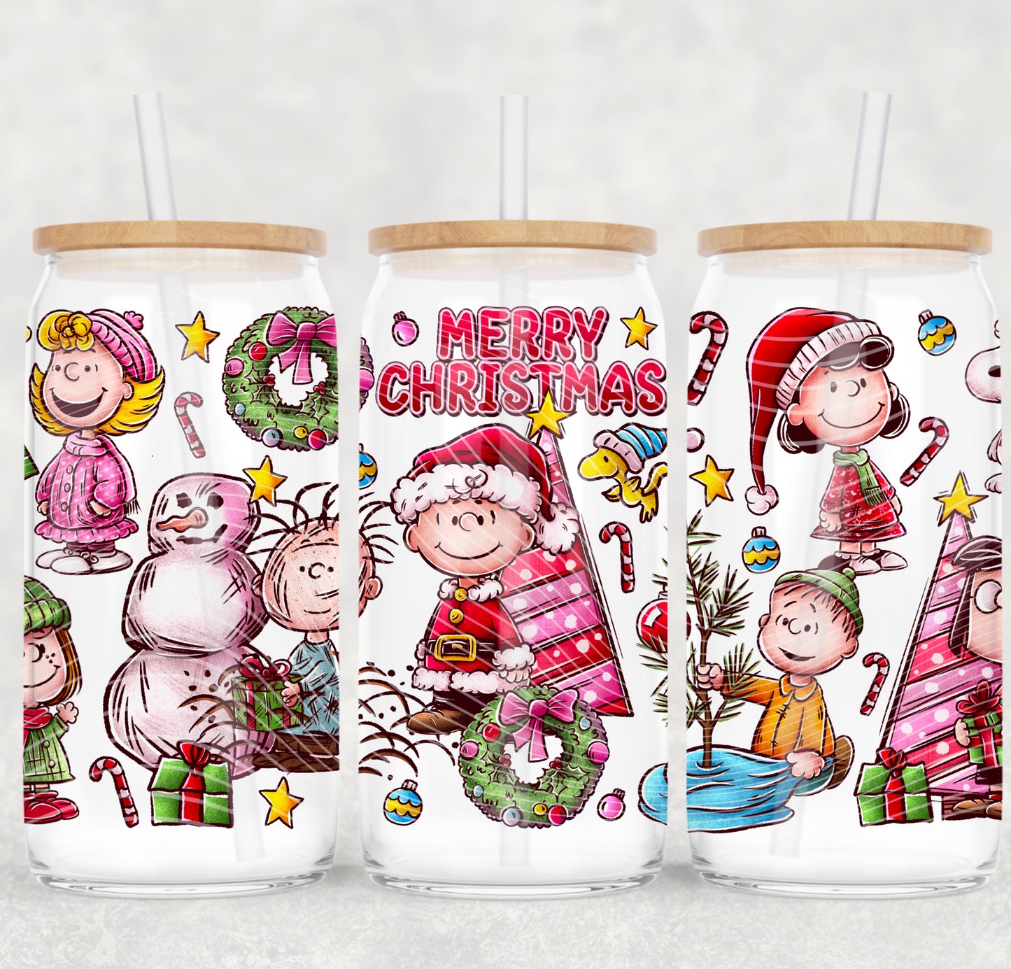 *Pre-Order* Peanut Christmas 16oz Glass Can