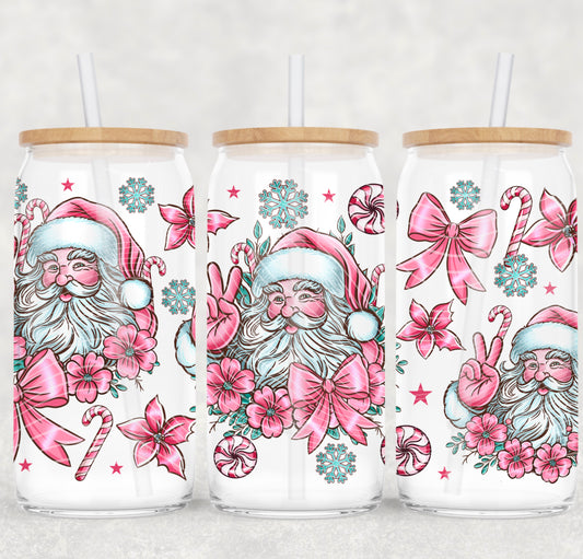 *Pre-Order* Pink Santa 16oz Glass Can