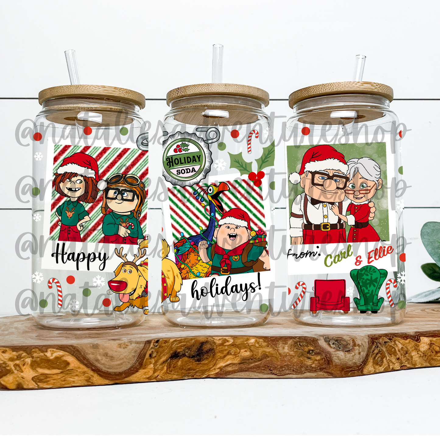 *Pre-Order* Up Christmas Polaroid 16oz Glass Can