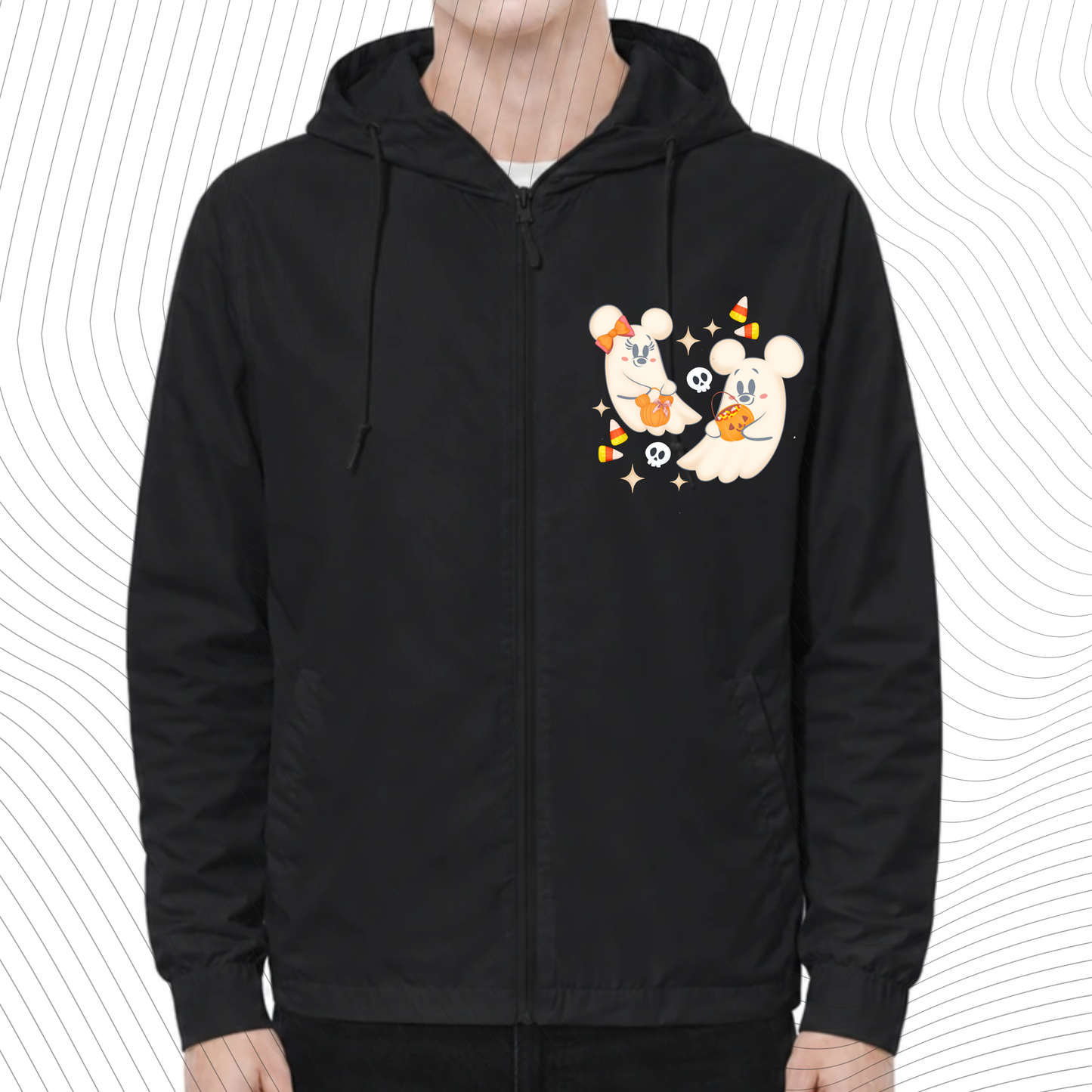 *Pre-Order* Spooky Orange Ghost Windbreaker Black