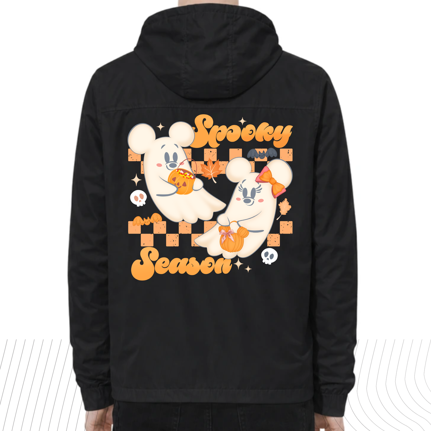 *Pre-Order* Spooky Orange Ghost Windbreaker Black
