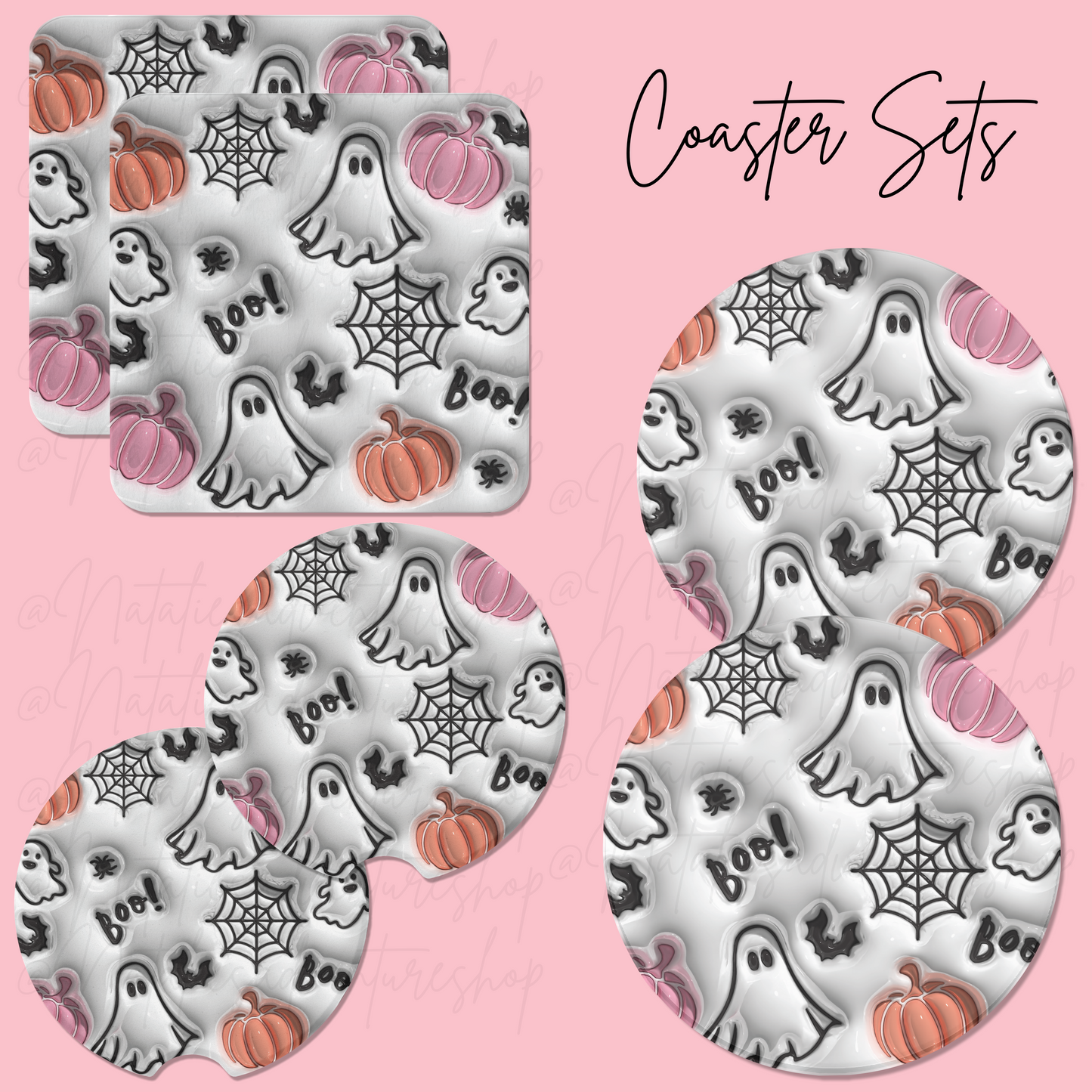 *Pre-Order* Pink Boo Coaster Sets