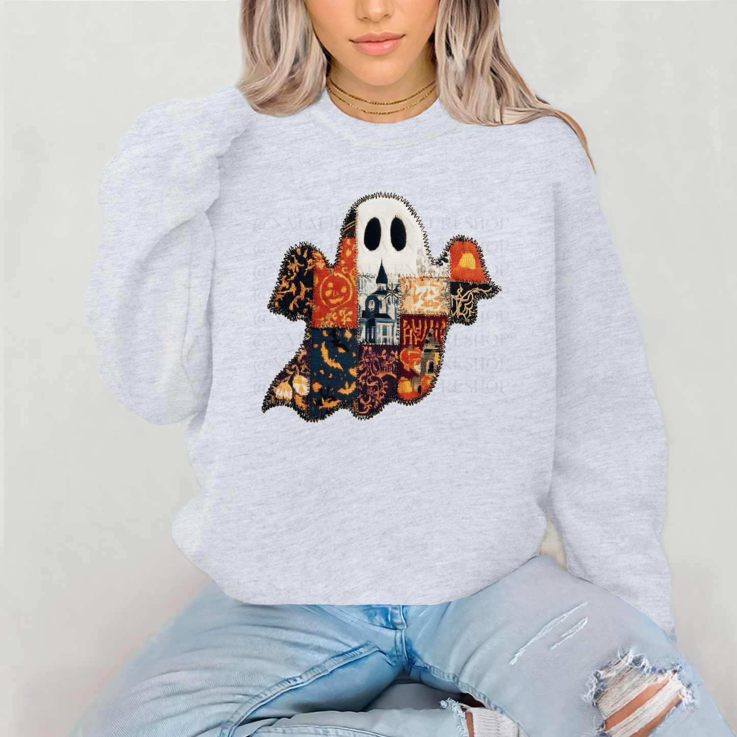 *Pre-Order* Ghost Faux Patch Crewneck