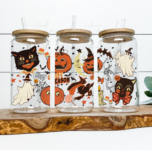 *Pre-Order* Retro Halloween 16oz Glass Can