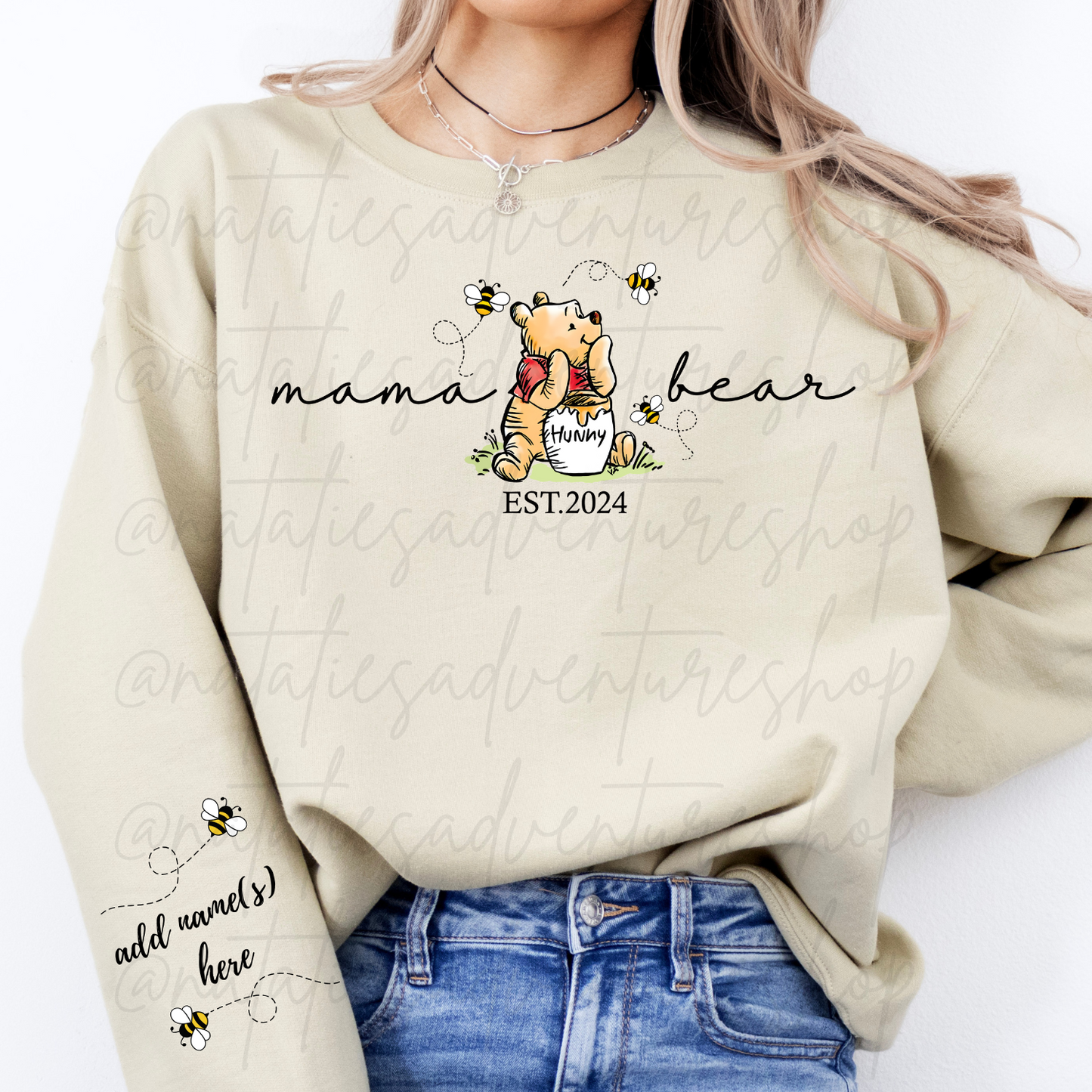 *Pre-Order* Mama Bear Personalized Crewneck (Please email or leave note at checkout names and year for est.)