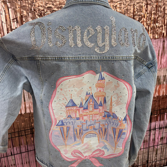 PRE-ORDER Magical Castle Glass Rhinestone Oversized Denim Jacket (2 week turnaround)