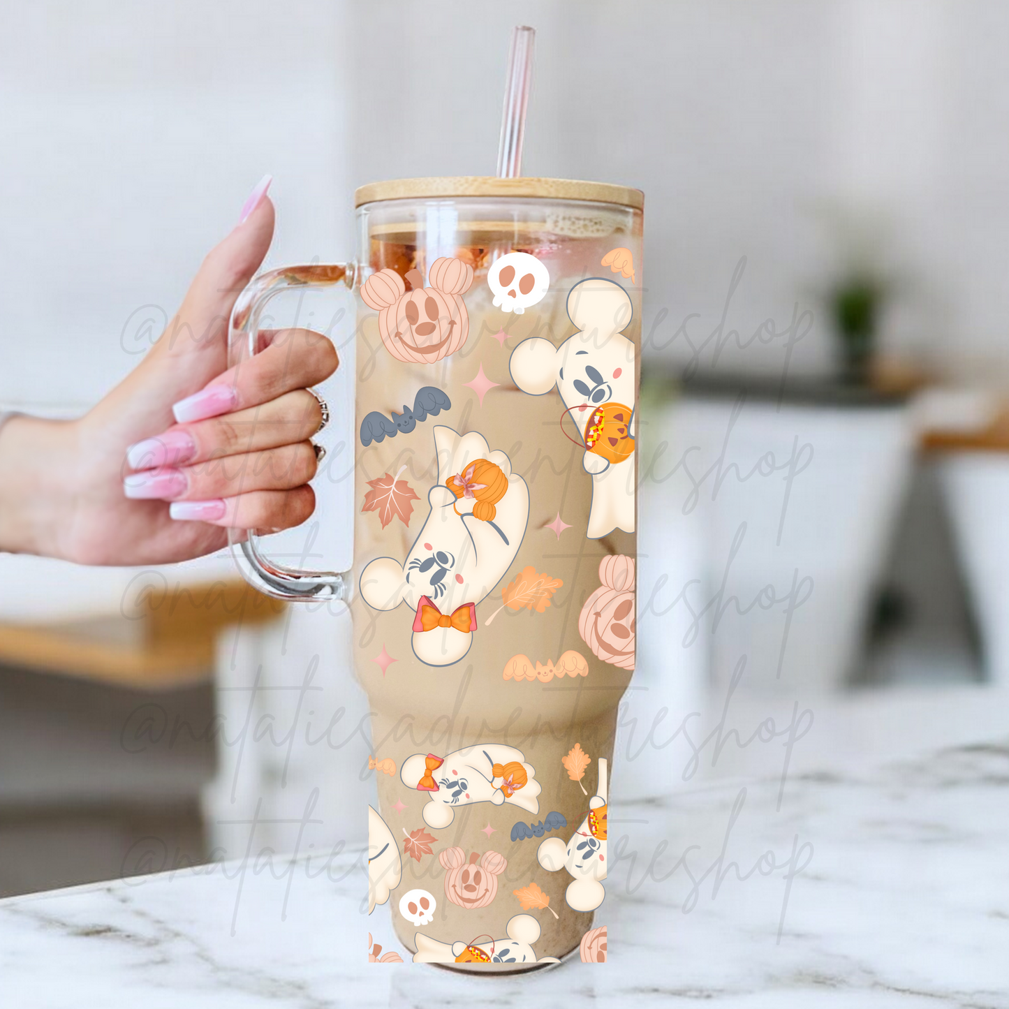 *Pre-Order* Ghosties Pink or Orange 40oz Glass Tumbler