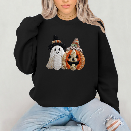 *Pre-Order* Ghost Pumpkin Faux Patch Crewneck