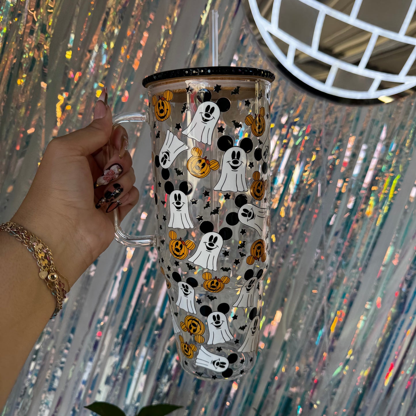 *Pre-Order* Ghost Mouse and Pumpkins 40oz Glass Tumbler