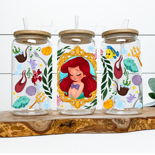 *Pre-Order* Baby Mermaid Princess 16oz Glass Can