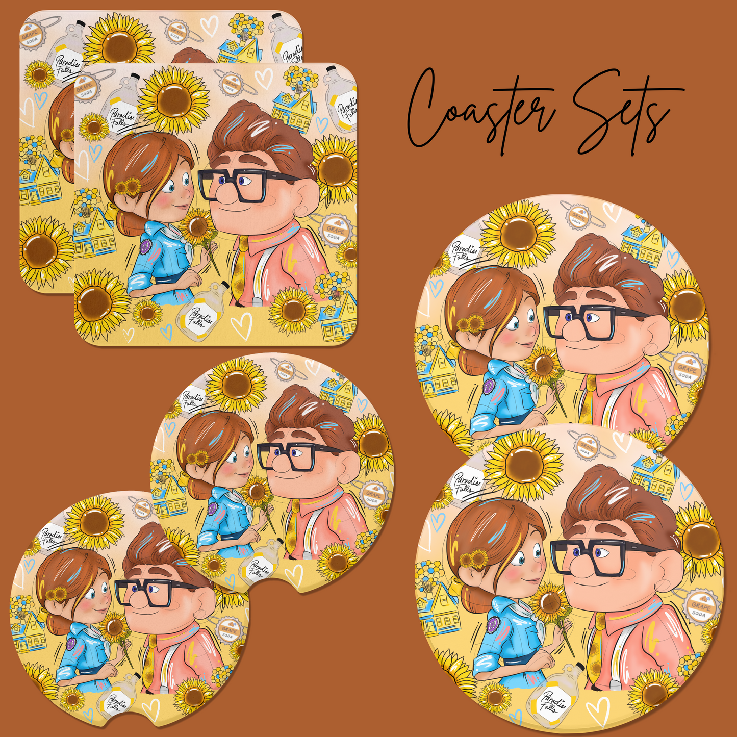 *Pre-Order* C + E Sunflower Coaster Sets