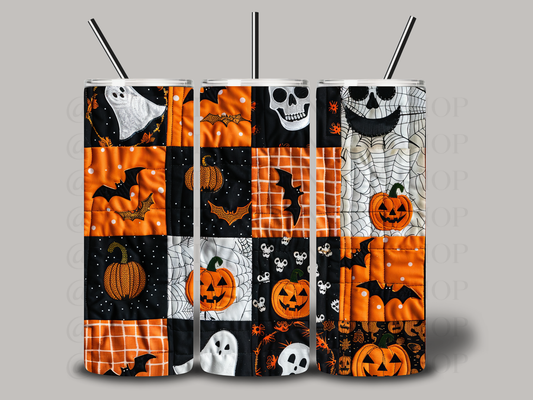 *Pre-Order* Spooky Faux Patch 20oz Stainless Steel Tumbler