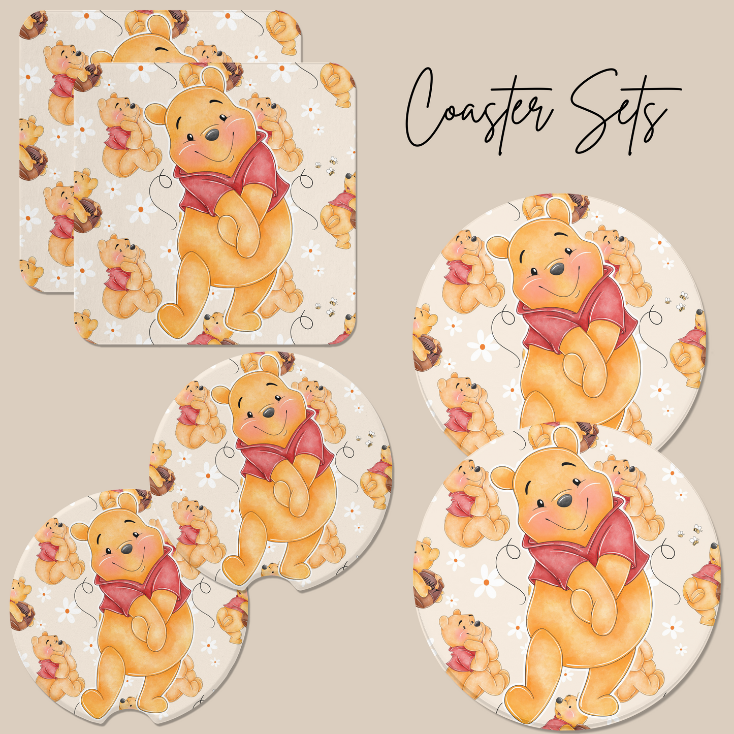 *Pre-Order* Honey Bear Coaster Sets