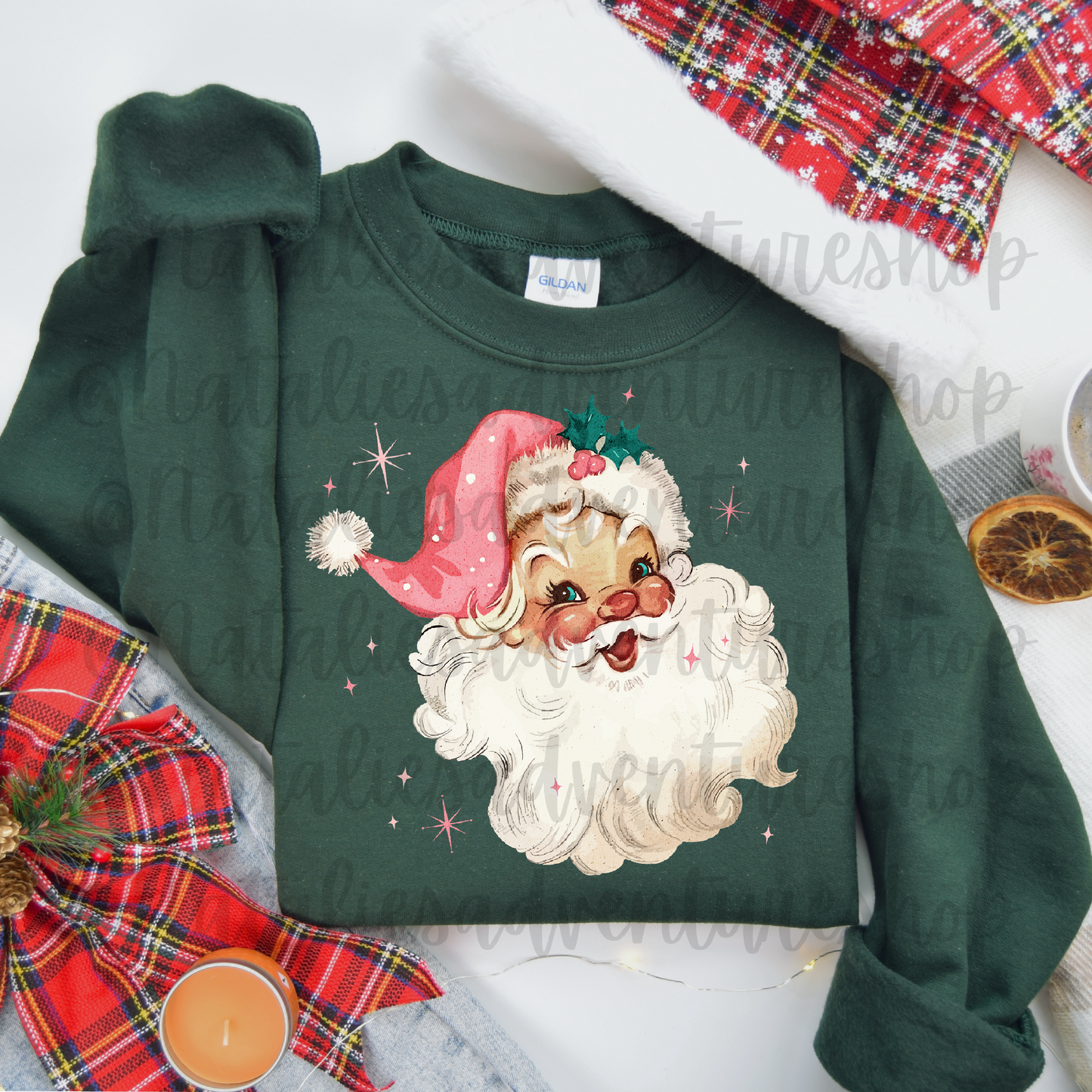 *Pre-Order* Pink Retro Santa Christmas Crewneck