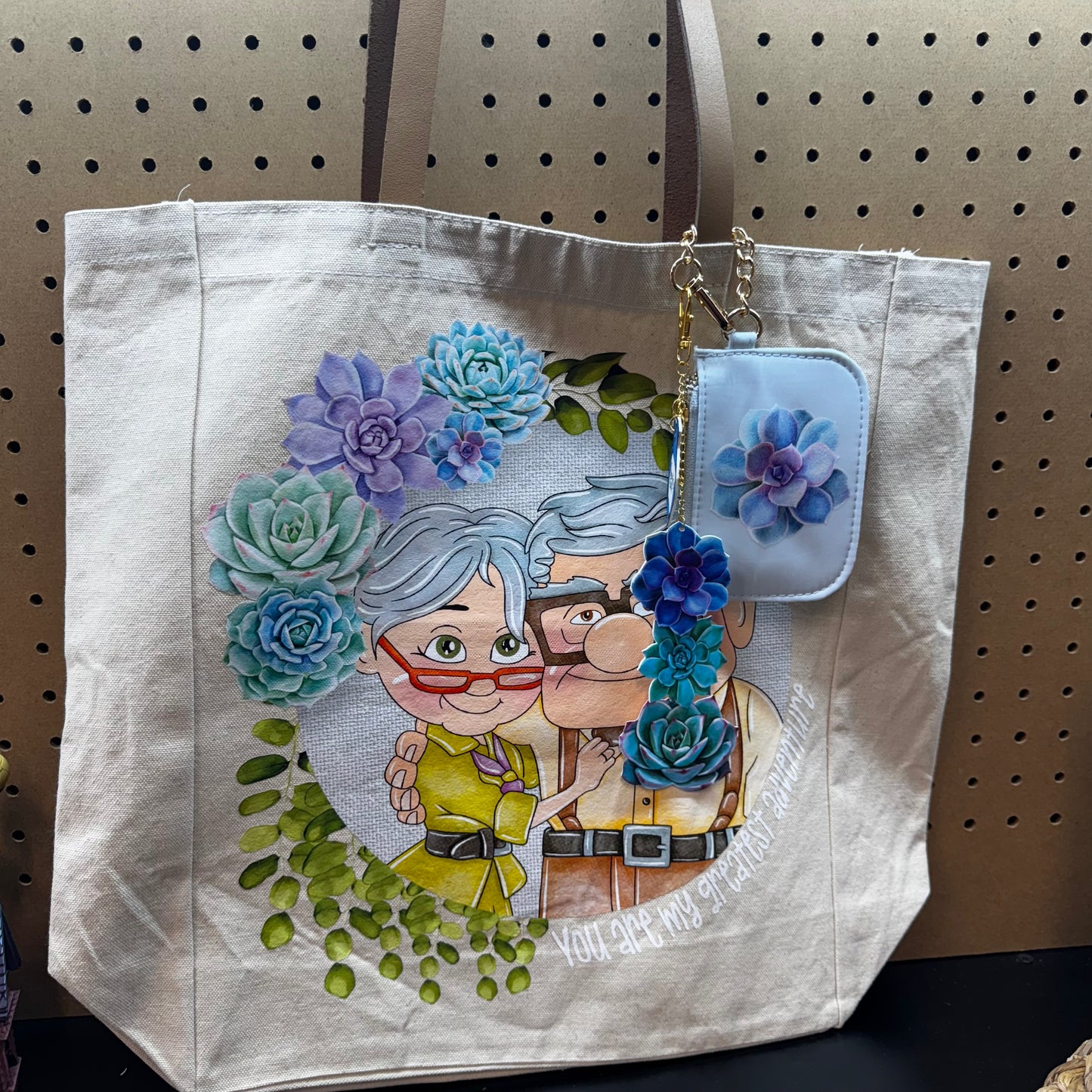 *Pre-Order* Adventure Succulents Canvas Tote Bag with Pocket w/ wallet and keychain