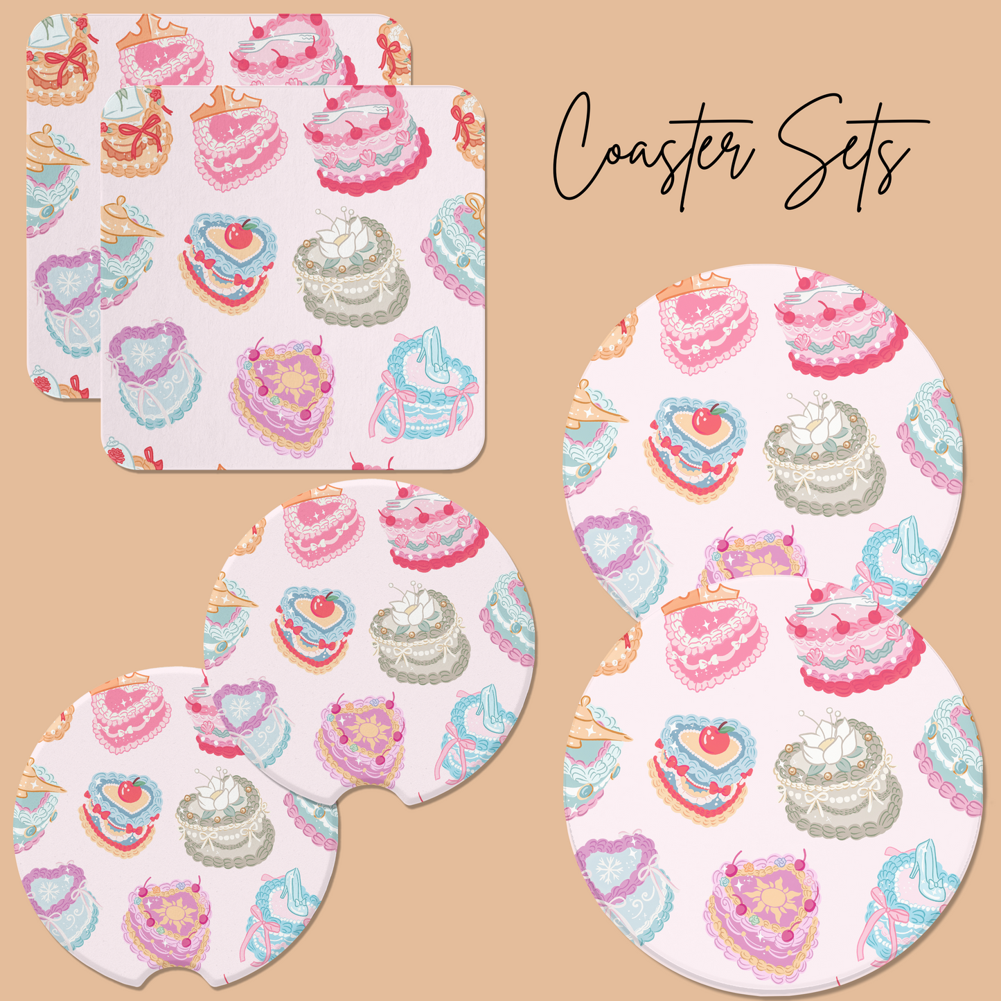 *Pre-Order* Princess Cakes Coaster Sets