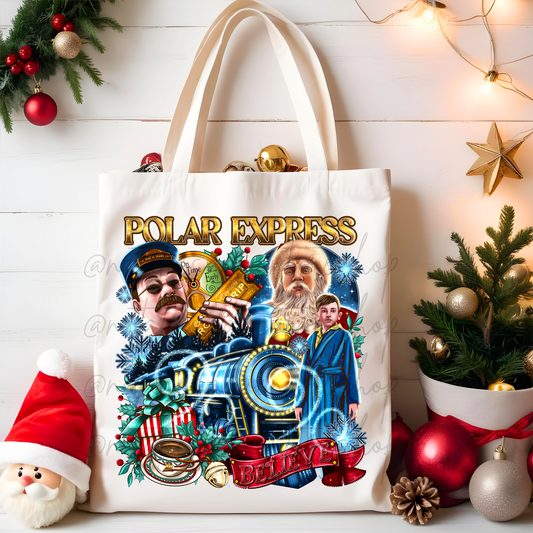 *Pre-Order* Christmas Train Canvas Tote Bag