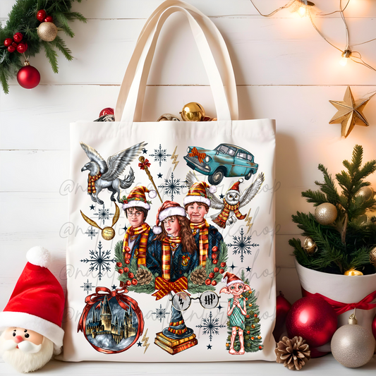 *Pre-Order* HP Wizard Happy Christmas Canvas Tote Bag