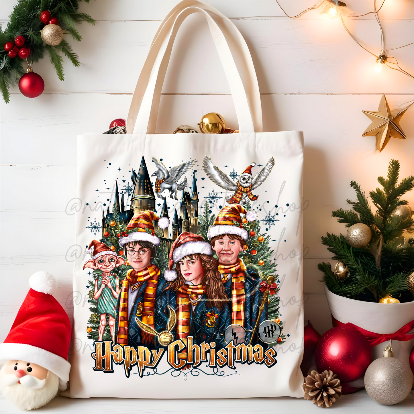 *Pre-Order* HP Wizard Happy Christmas Canvas Tote Bag