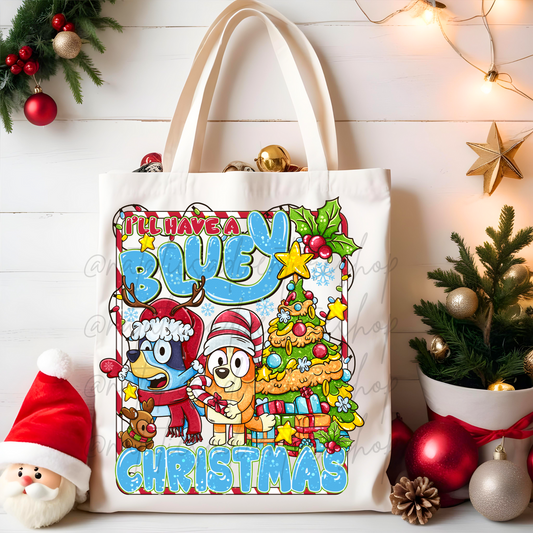 *Pre-Order* Blue Dog Christmas Canvas Tote Bag