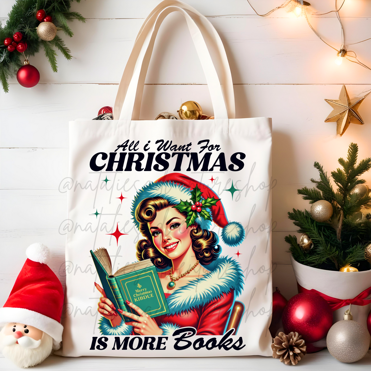 *Pre-Order* All I Want for X-mas is BOOKS Canvas Tote Bag