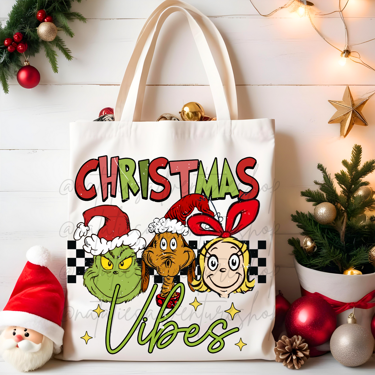 *Pre-Order* Christmas Vibes Canvas Tote Bag