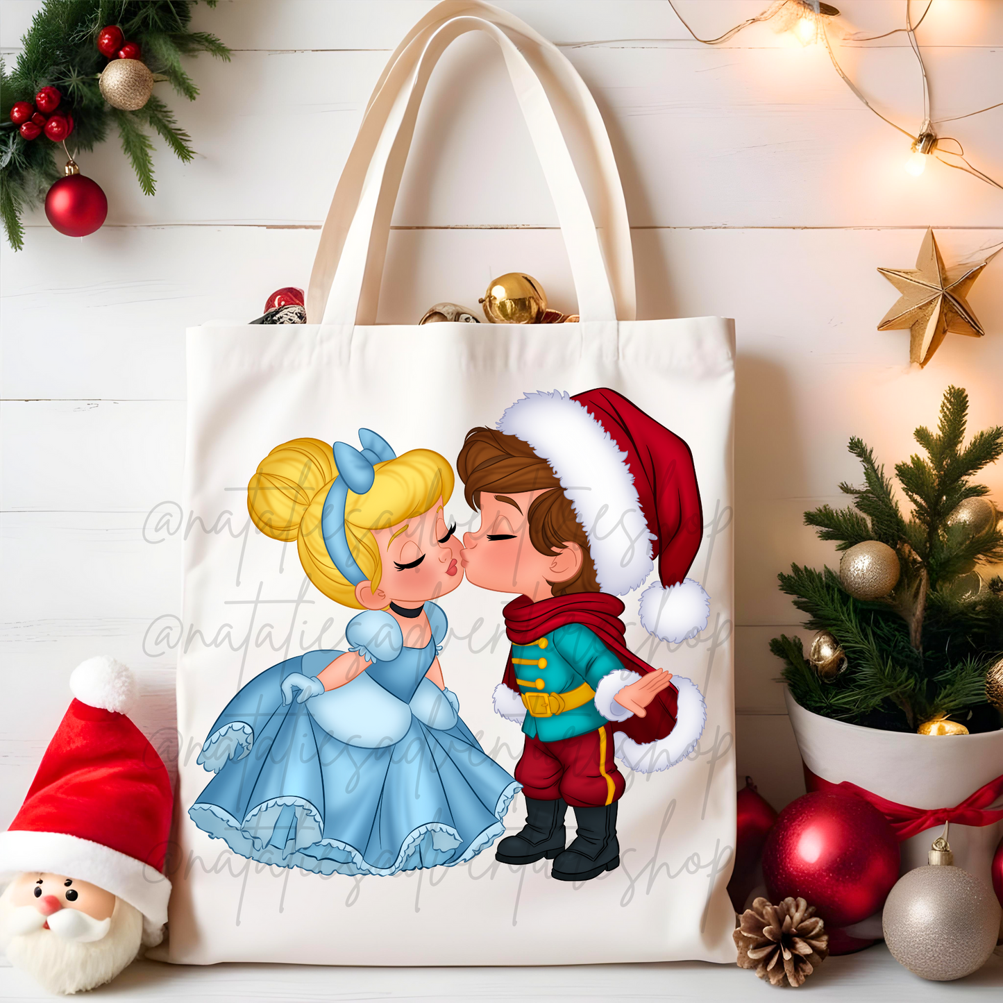 *Pre-Order* Princess Couple Cindy Christmas Canvas Tote Bag