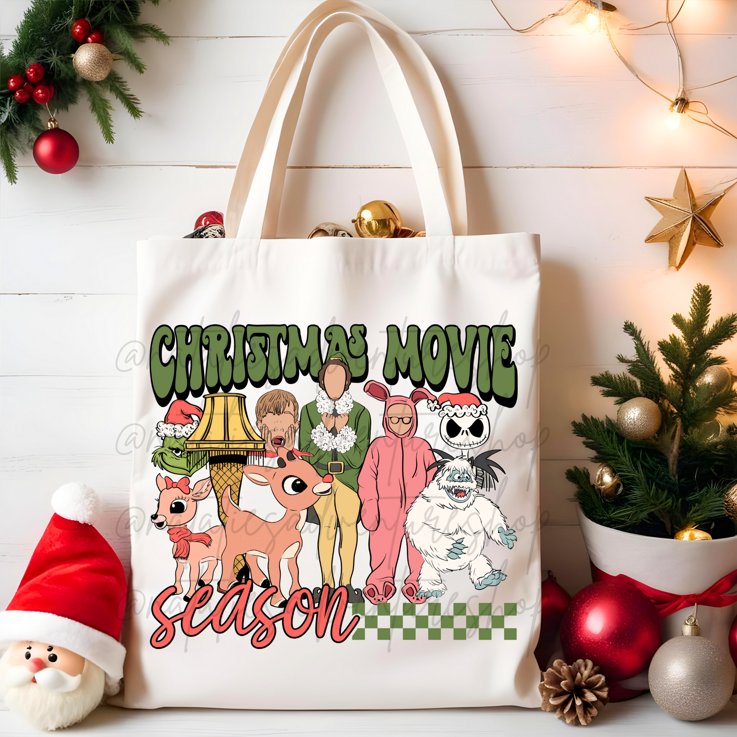 *Pre-Order* Christmas Movie Season Canvas Tote Bag