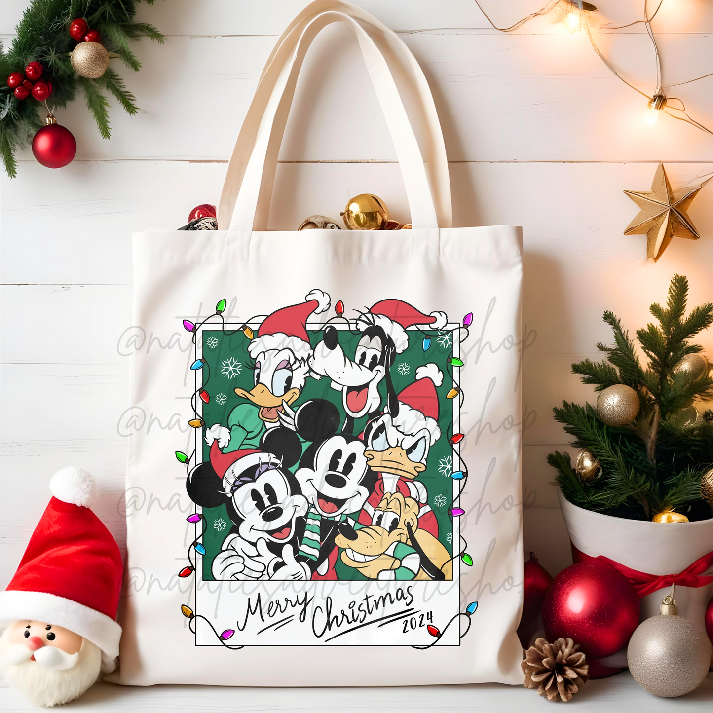 *Pre-Order* Mouse and Friends Christmas Polaroid Canvas Tote Bag